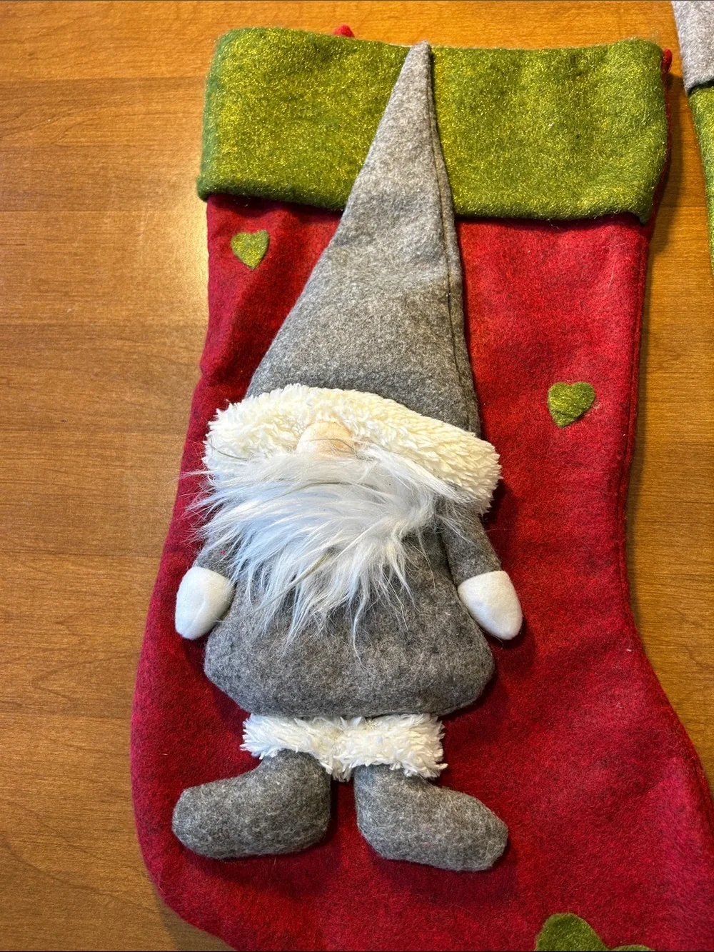 Festive Gnome Christmas Stocking - Red & Green